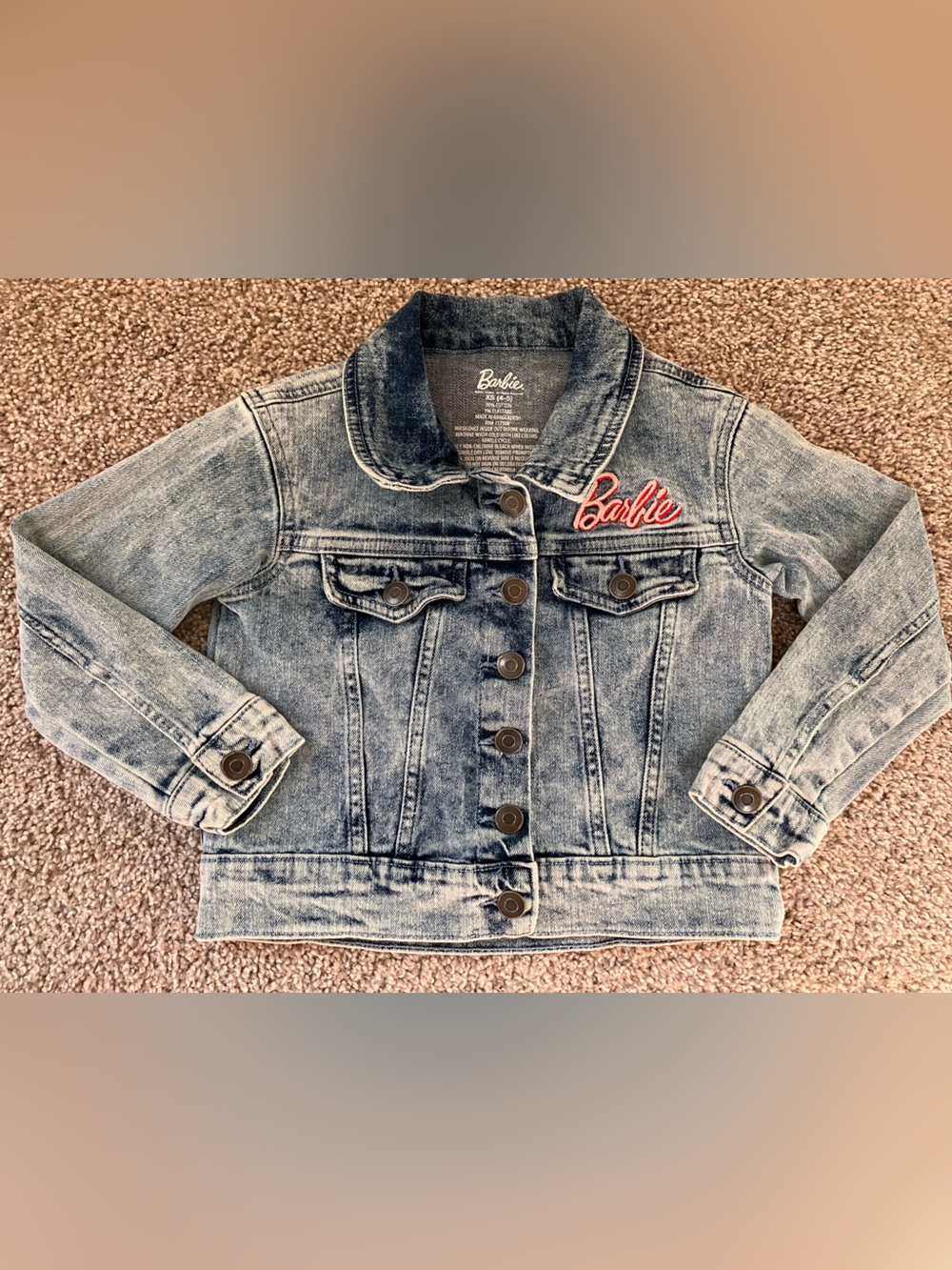 Barbie Light Blue Denim Jacket with Pink Embroidered Logo